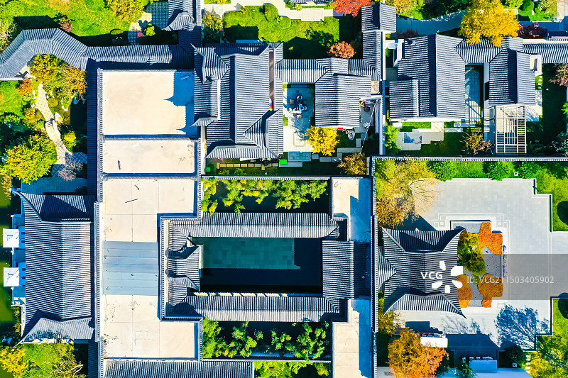 青岛藏马山中式院子图片素材