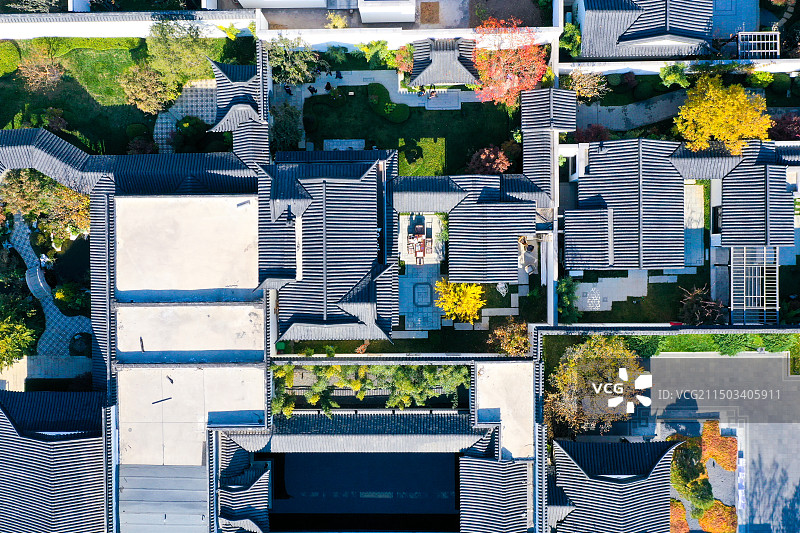 青岛藏马山中式院子图片素材