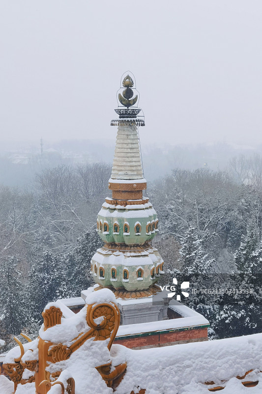 颐和园四大部洲雪景图片素材