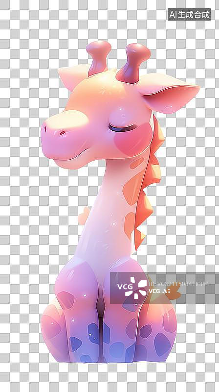 【AI数字艺术】长颈鹿卡通形象免抠元素图片素材