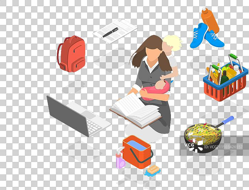 超级妈妈2.5D等距插画图片素材