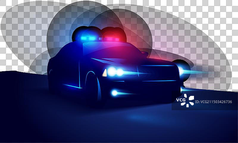 警车与警笛轮廓图片素材