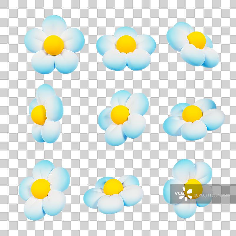 3D立体不同角度桃花樱花春天花朵元素图片素材