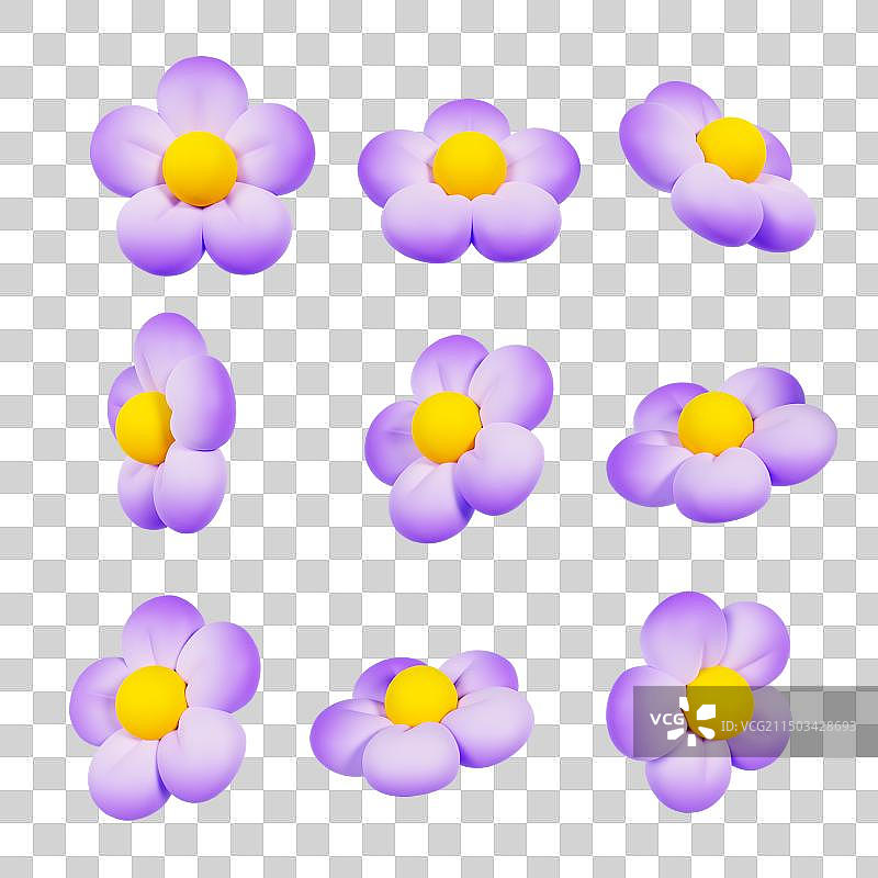 3D立体不同角度桃花樱花春天花朵元素图片素材