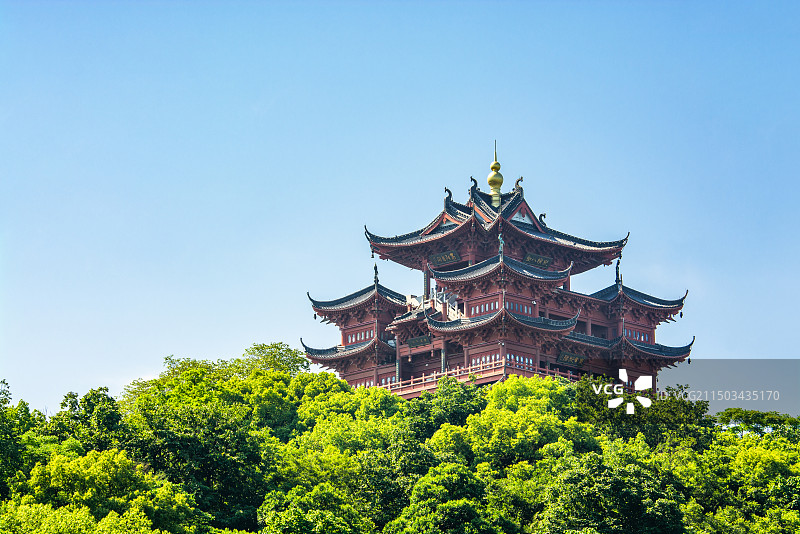 吴山 城隍阁 吴山天风 杭州 西湖畔 江南园林建筑 地标建筑 标志性景点图片素材