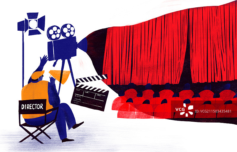 电影导演场景拍摄插画图片素材