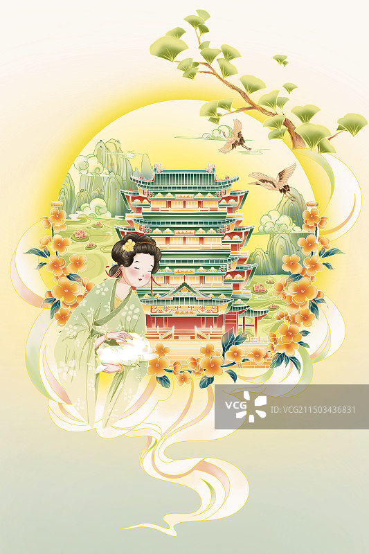 中秋礼盒插画图片素材