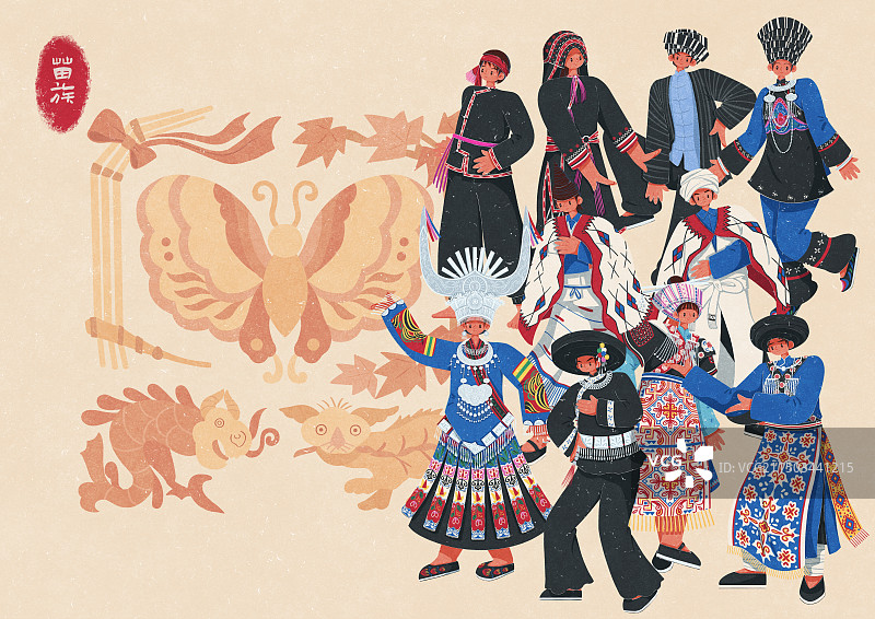 苗族不同种类传统服饰男女图片素材