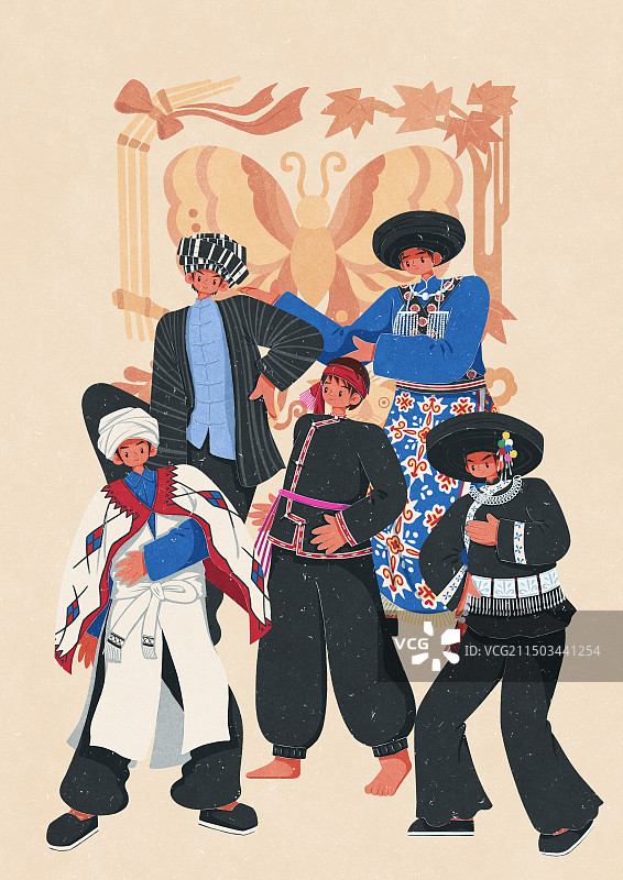 苗族不同种类传统服饰男性图片素材