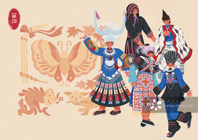 苗族不同种类传统服饰女性图片素材