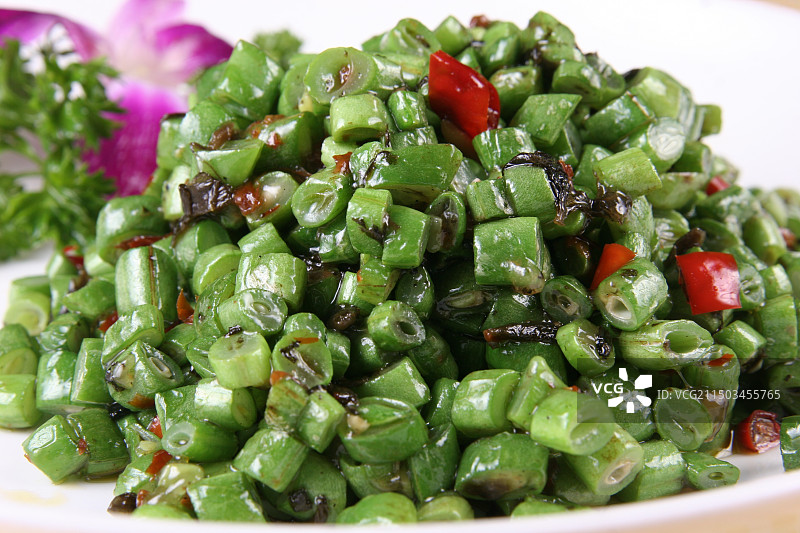 肉末榄菜四季豆图片素材