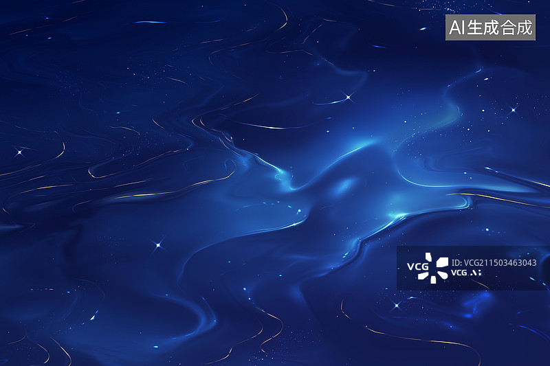 【AI数字艺术】科技抽象蓝色宝石蓝流体3D插画背景图案图片素材
