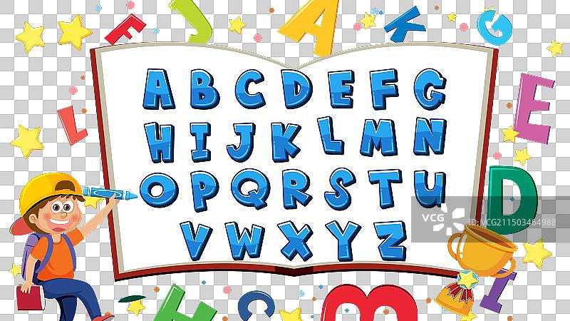 男孩通过写作学习字母图片素材