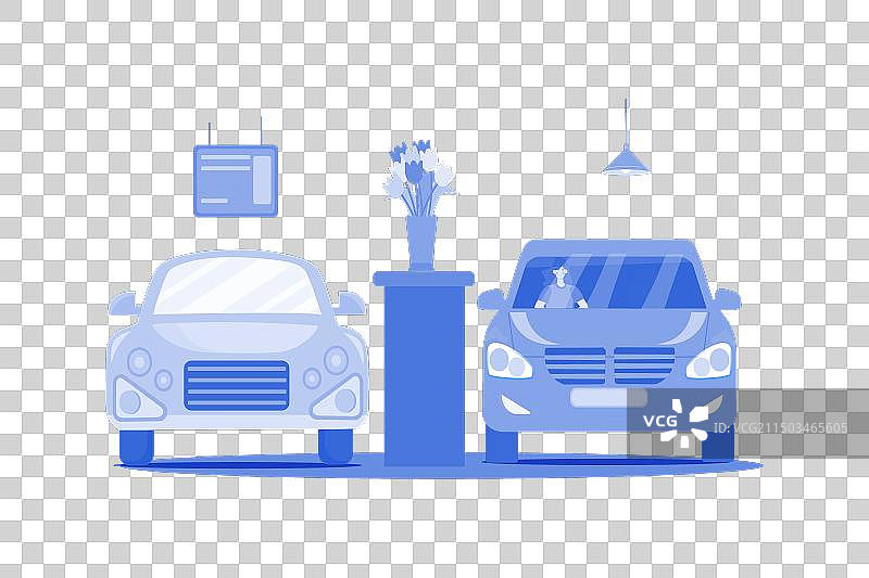 女人坐在汽车展厅的车里图片素材