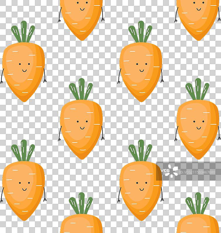 带有可爱卡通胡萝卜的无缝图案图片素材