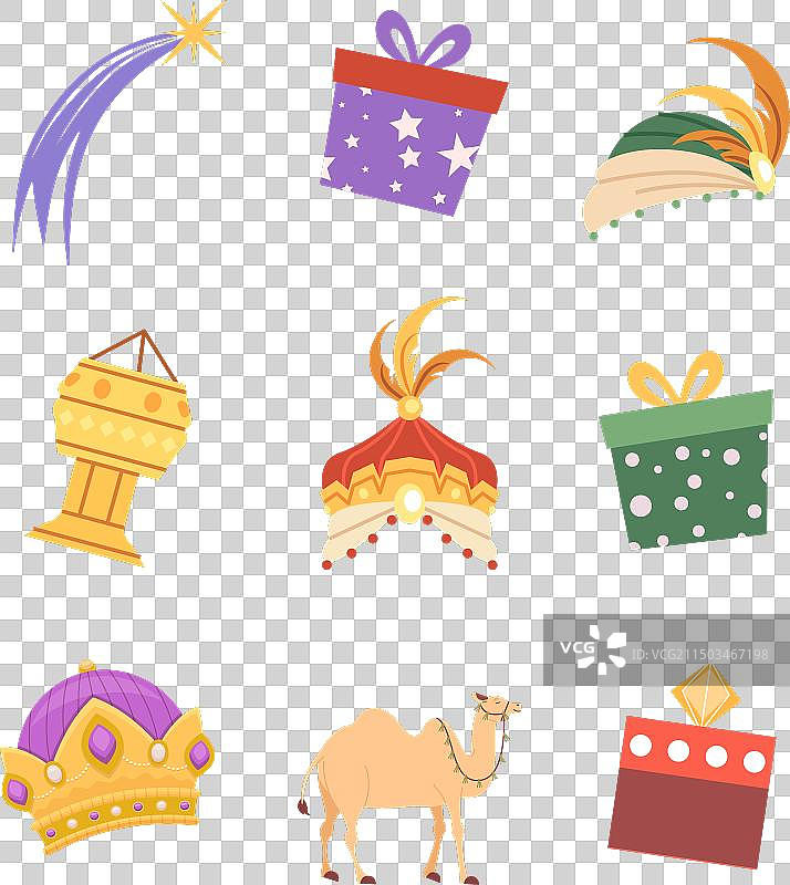 白色背景上的东方三王元素图片素材