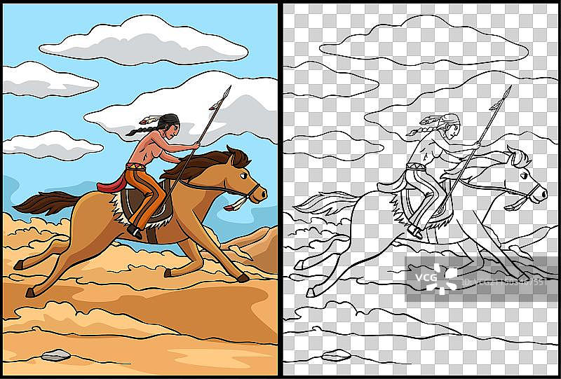 美洲原住民骑马图片素材