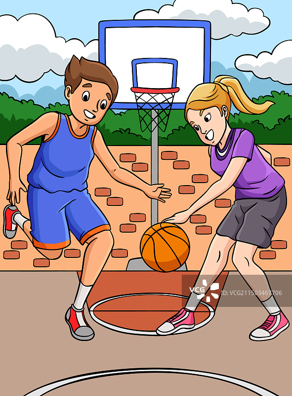 彩色卡通篮球儿童图片素材
