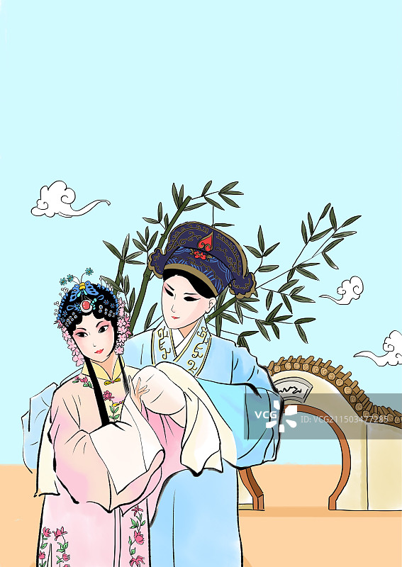 牡丹亭京剧插画图片素材