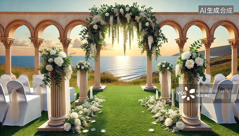 【AI数字艺术】结婚户外婚礼场地，婚礼题材图片素材