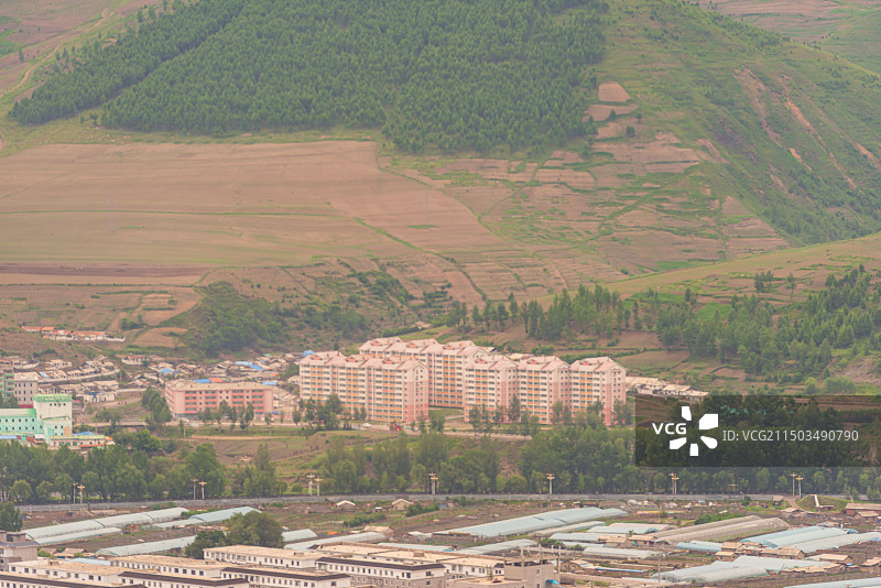 白山市长白朝鲜族自治县鸭绿江沿岸观朝鲜图片素材