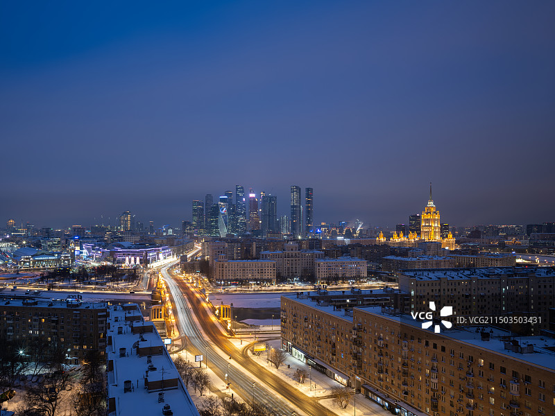 俄罗斯莫斯科CBD国际商务中心城市天际线图片素材
