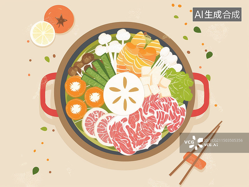 【AI数字艺术】日式寿喜锅图片素材