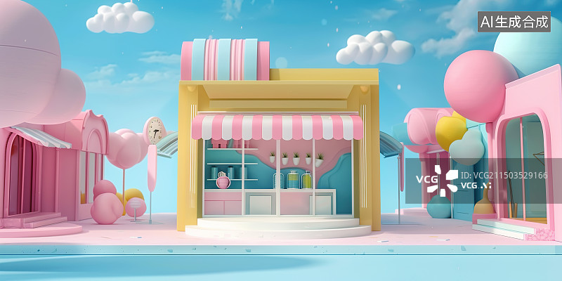 【AI数字艺术】气球电商场景图片素材