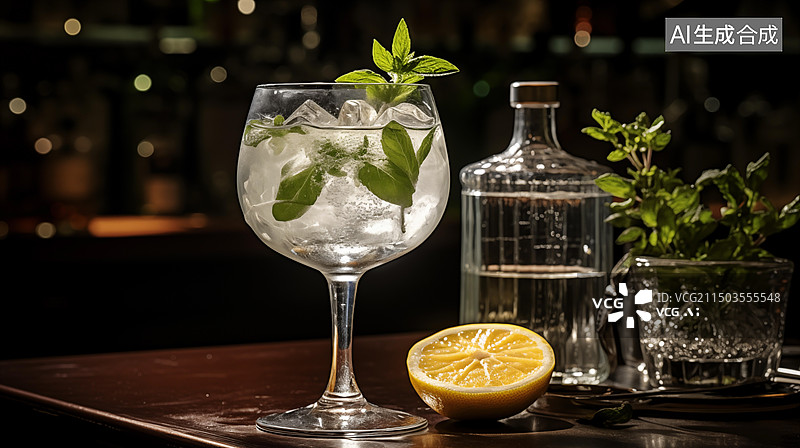 【AI数字艺术】酒吧，冰镇酒水图片素材