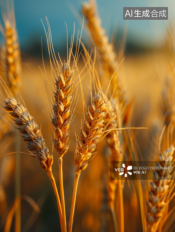 【AI数字艺术】金色麦穗的特写镜头图片素材
