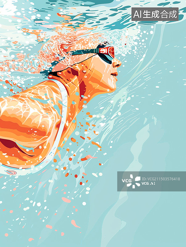 【AI数字艺术】运动会游泳比赛海报图像图片素材