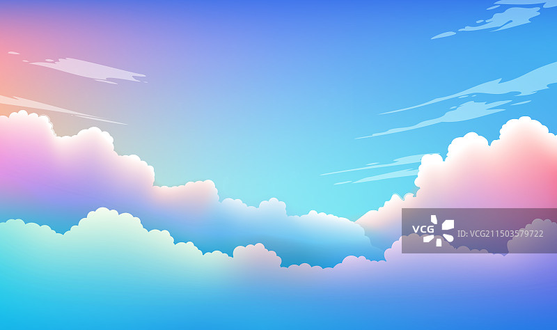 蓝色的天空中五颜六色的云图片素材