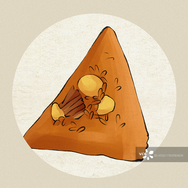 烧肉粽-泉州特色美食手绘插画图片素材