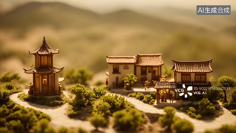 【AI数字艺术】中国古典风格微缩景观图片素材