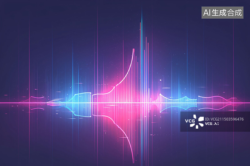 【AI数字艺术】数据技术音乐声波抽象背景概念插图图片素材