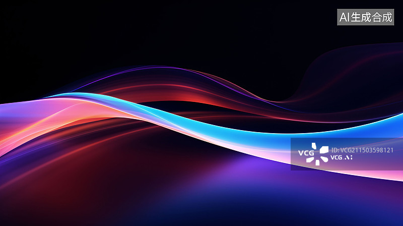 【AI数字艺术】霓虹灯蓝光抽象视觉几何运动技术概念背景图片素材
