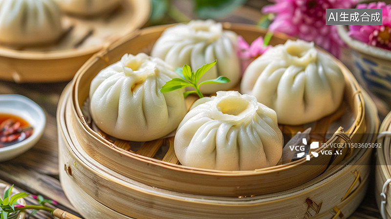 【AI数字艺术】传统美食小笼包图片素材
