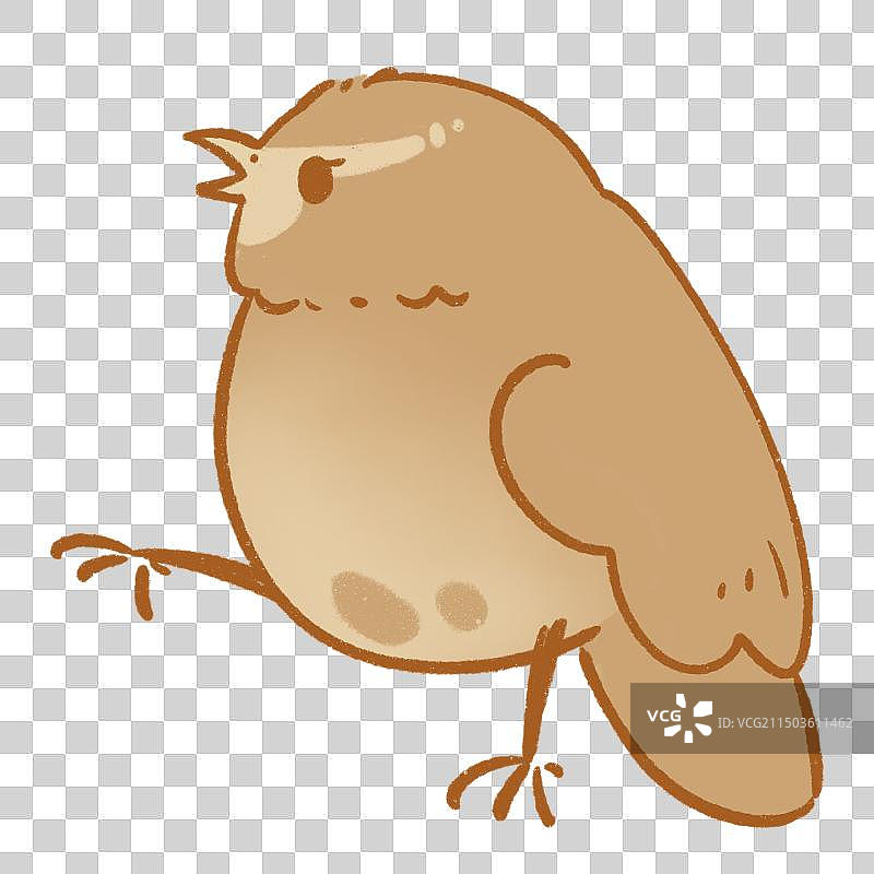 棕色小鸟可爱卡通Q版免抠元素png图片素材