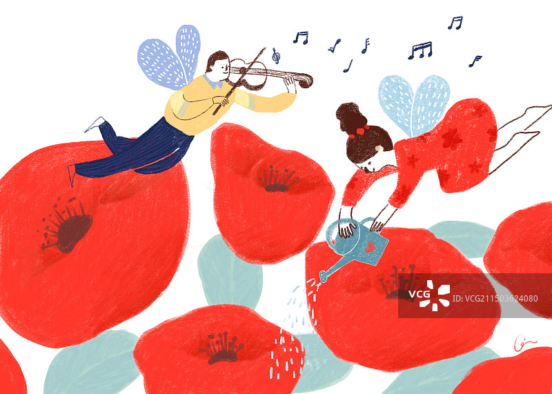 辛勤园丁在花园培养成长插画图片素材