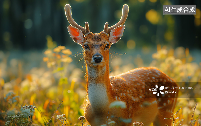 【AI数字艺术】森林里可爱的小鹿图片素材