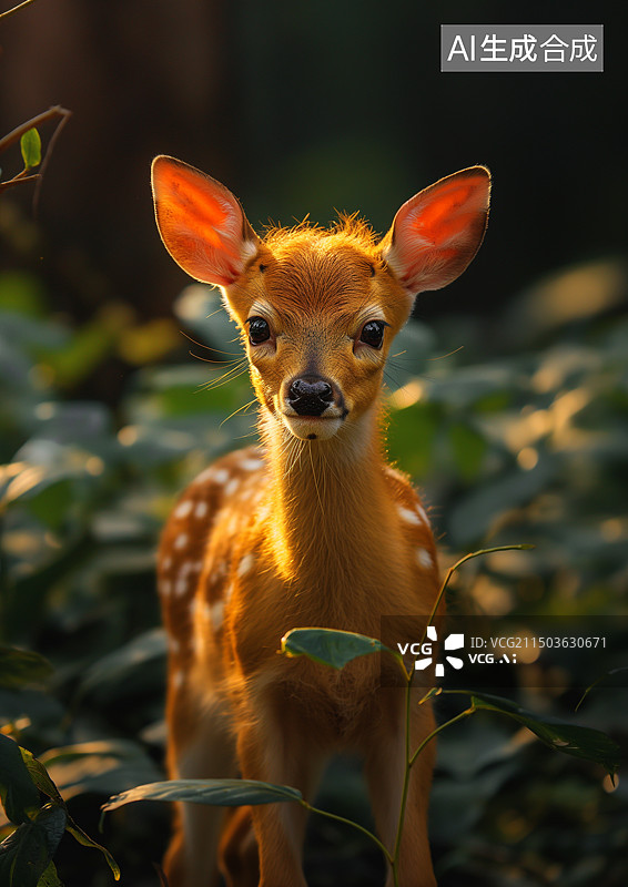 【AI数字艺术】森林里可爱的小鹿图片素材