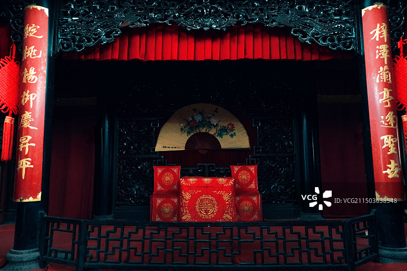 天津杨柳青石家大院的戏台图片素材