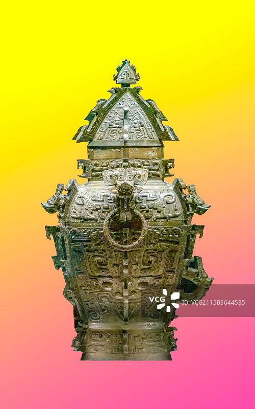 长沙三湘历史文化陈列－“皿而全”铜方罍,青铜器,商朝图片素材