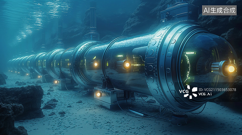 【AI数字艺术】新质生产力深海探索深海开发未来科技图片素材