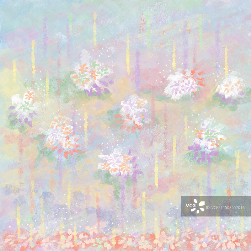 春天花开清新自然滴落油画风格装饰画图片素材
