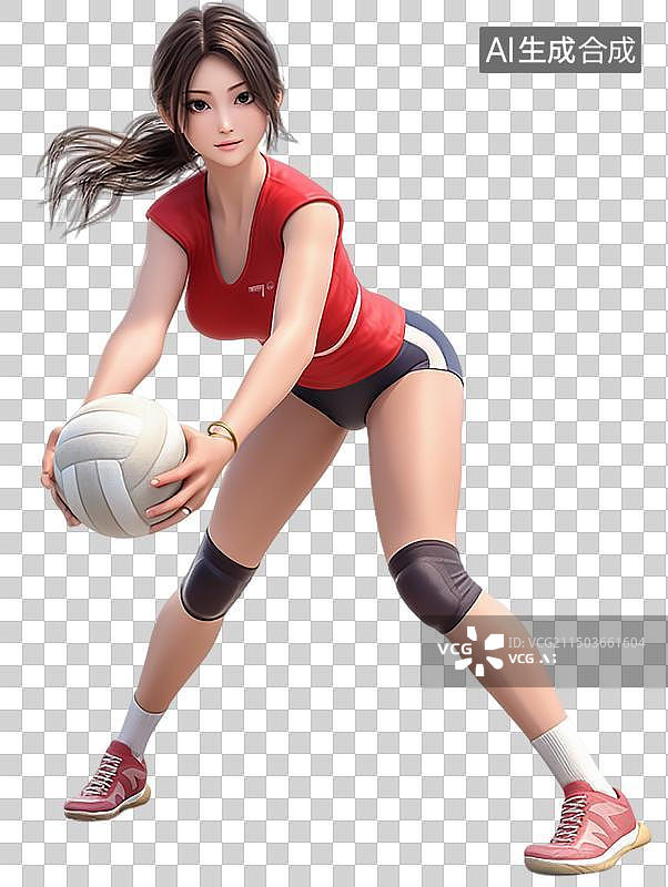 【AI数字艺术】女子篮球排球足球运动员3D形象图片素材