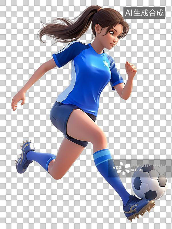 【AI数字艺术】女子篮球排球足球运动员3D形象图片素材