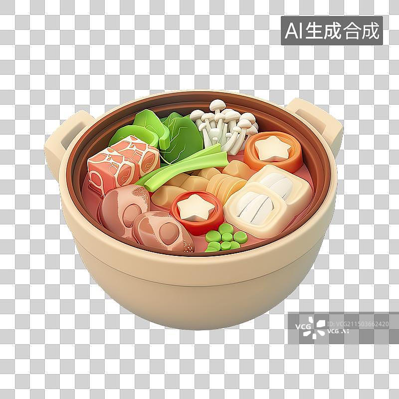 【AI数字艺术】三维卡通火锅烩菜麻辣烫插画素材图片素材