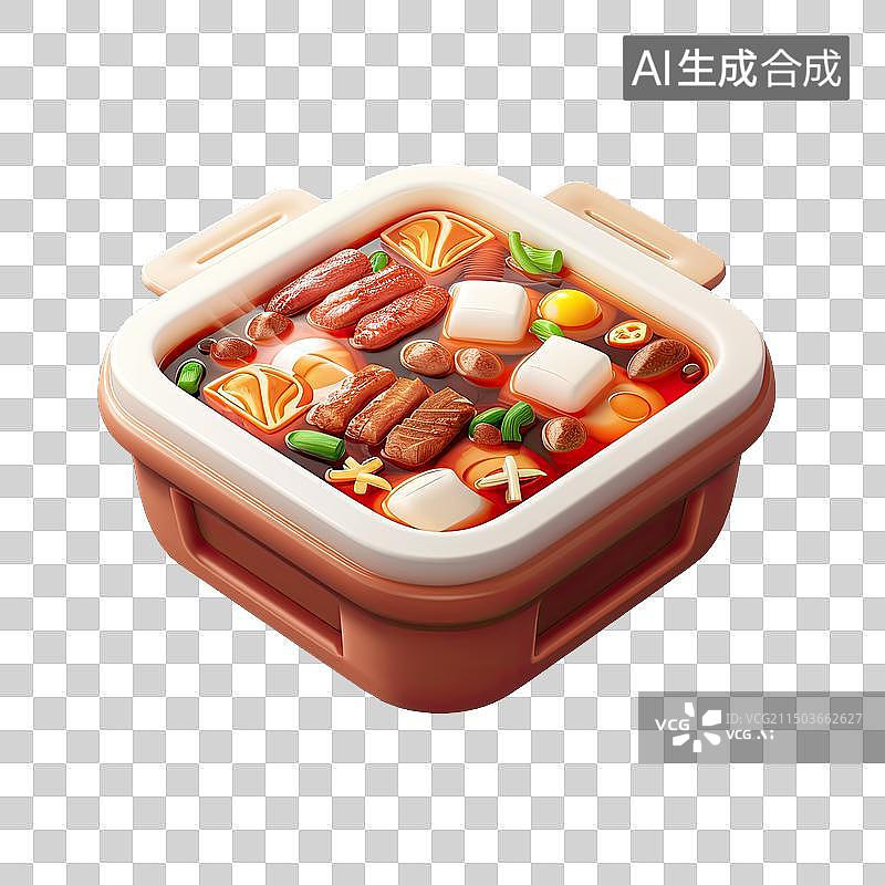 【AI数字艺术】三维卡通火锅烩菜麻辣烫插画素材图片素材