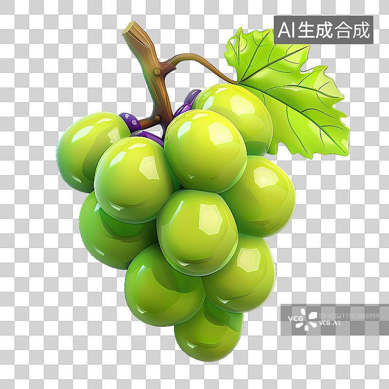 【AI数字艺术】卡通三维新鲜的青提葡萄图片素材
